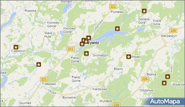 mapa Gromadzin gmina Przywidz, Gromadzin gmina Przywidz na mapie Targeo