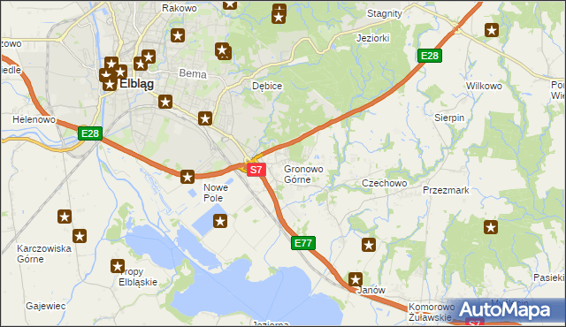 mapa Gronowo Górne, Gronowo Górne na mapie Targeo