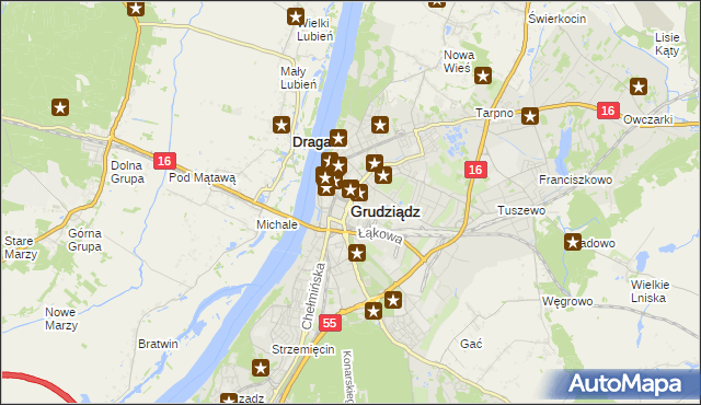mapa Grudziądza, Grudziądz na mapie Targeo
