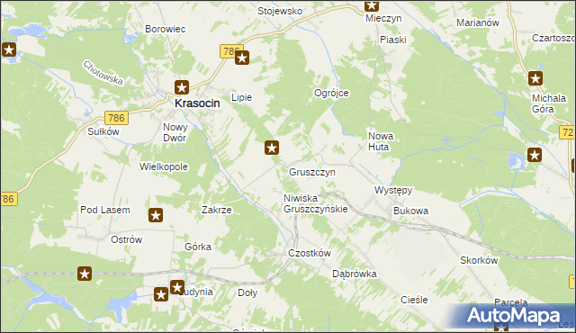 mapa Gruszczyn gmina Krasocin, Gruszczyn gmina Krasocin na mapie Targeo