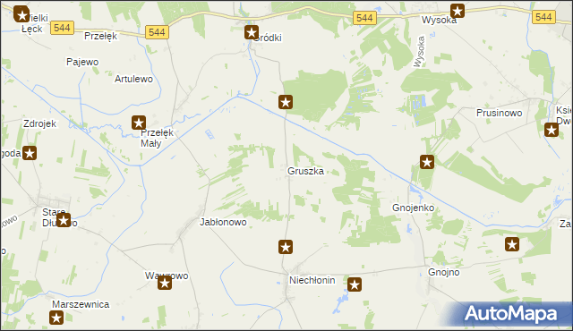 mapa Gruszka gmina Płośnica, Gruszka gmina Płośnica na mapie Targeo