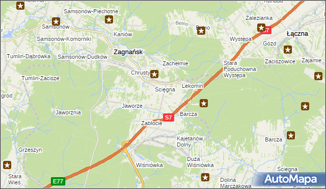 mapa Gruszka gmina Zagnańsk, Gruszka gmina Zagnańsk na mapie Targeo