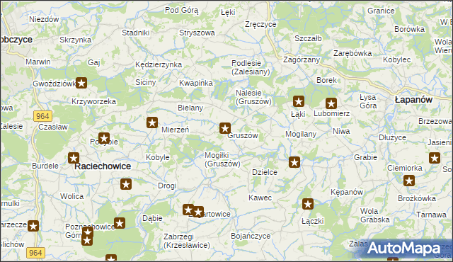 mapa Gruszów gmina Raciechowice, Gruszów gmina Raciechowice na mapie Targeo