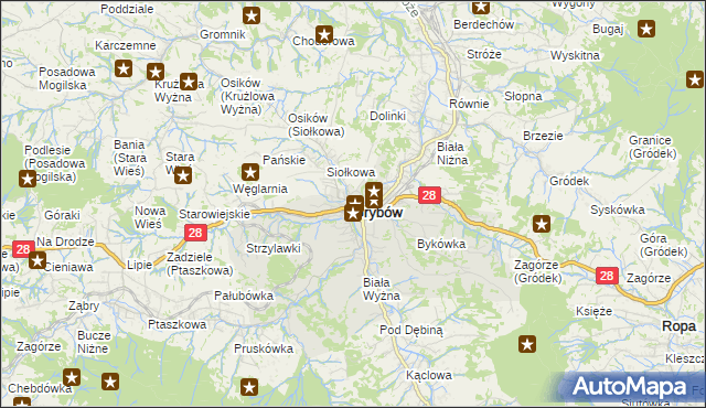 mapa Grybów, Grybów na mapie Targeo