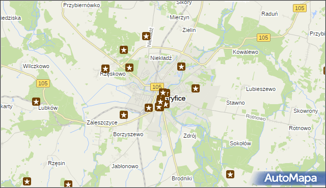 mapa Gryfice, Gryfice na mapie Targeo
