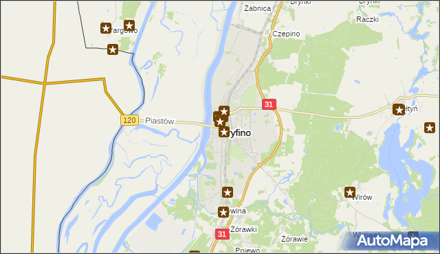 mapa Gryfino, Gryfino na mapie Targeo