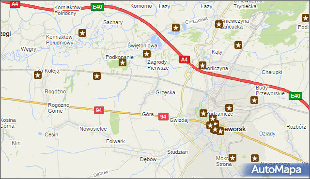 mapa Grzęska, Grzęska na mapie Targeo