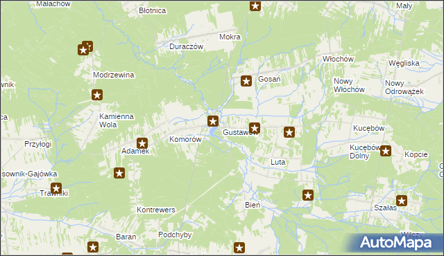 mapa Gustawów gmina Stąporków, Gustawów gmina Stąporków na mapie Targeo