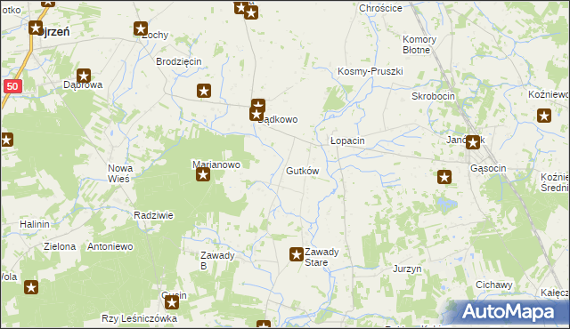 mapa Gutków gmina Sońsk, Gutków gmina Sońsk na mapie Targeo