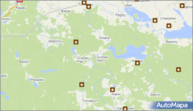 mapa Guzowy Młyn, Guzowy Młyn na mapie Targeo
