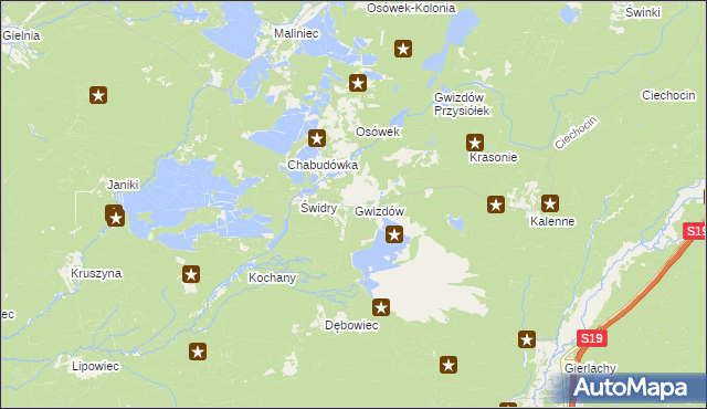 mapa Gwizdów gmina Modliborzyce, Gwizdów gmina Modliborzyce na mapie Targeo