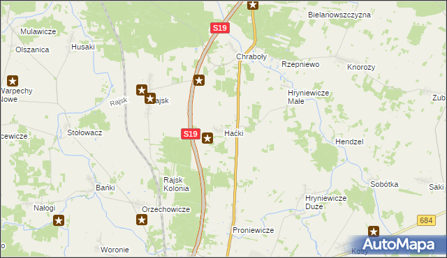 mapa Haćki, Haćki na mapie Targeo