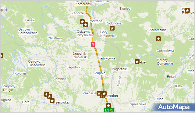 mapa Hadykówka, Hadykówka na mapie Targeo