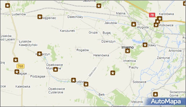 mapa Helenówka gmina Imielno, Helenówka gmina Imielno na mapie Targeo