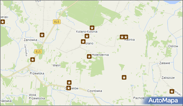 mapa Holendernia gmina Jabłoń, Holendernia gmina Jabłoń na mapie Targeo