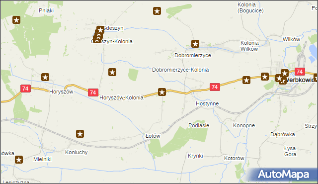 mapa Hostynne-Kolonia, Hostynne-Kolonia na mapie Targeo