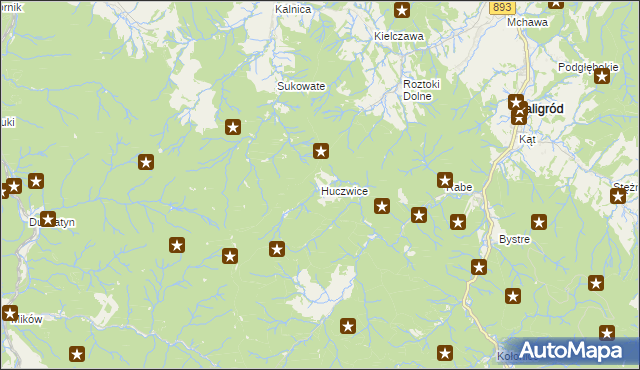 mapa Huczwice, Huczwice na mapie Targeo