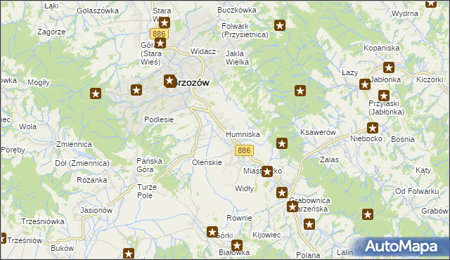 mapa Humniska, Humniska na mapie Targeo