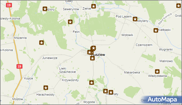 mapa Huszlew, Huszlew na mapie Targeo