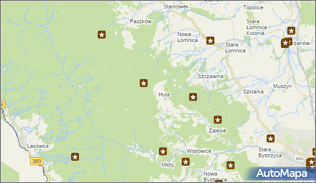 mapa Huta gmina Bystrzyca Kłodzka, Huta gmina Bystrzyca Kłodzka na mapie Targeo
