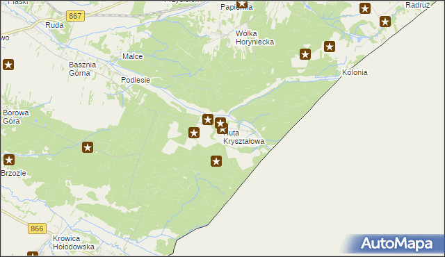 mapa Huta Kryształowa, Huta Kryształowa na mapie Targeo