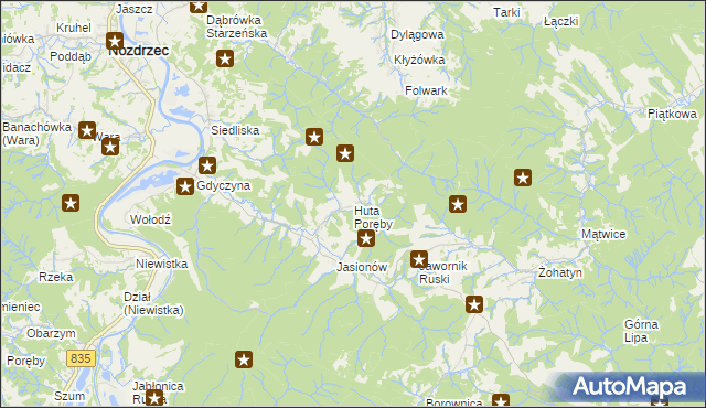 mapa Huta Poręby, Huta Poręby na mapie Targeo