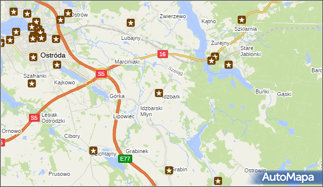 mapa Idzbark, Idzbark na mapie Targeo