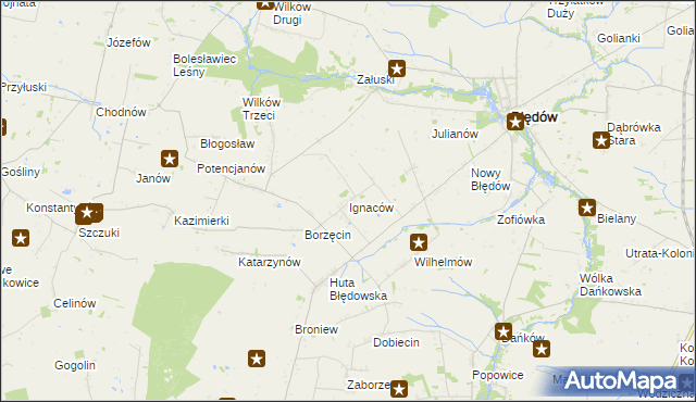 mapa Ignaców gmina Błędów, Ignaców gmina Błędów na mapie Targeo