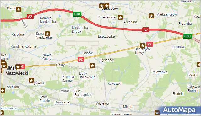 mapa Ignaców gmina Mińsk Mazowiecki, Ignaców gmina Mińsk Mazowiecki na mapie Targeo