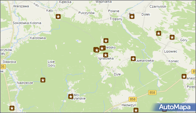 mapa Ignatówka gmina Biłgoraj, Ignatówka gmina Biłgoraj na mapie Targeo