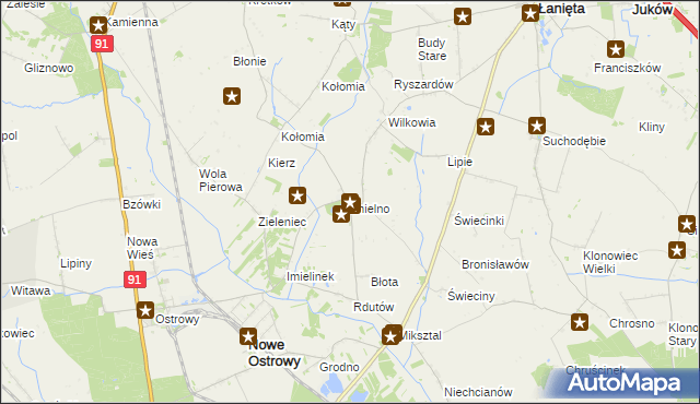 mapa Imielno gmina Nowe Ostrowy, Imielno gmina Nowe Ostrowy na mapie Targeo