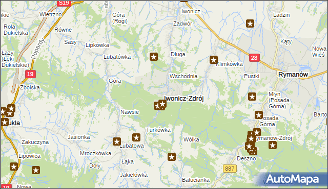 mapa Iwonicz-Zdrój, Iwonicz-Zdrój na mapie Targeo