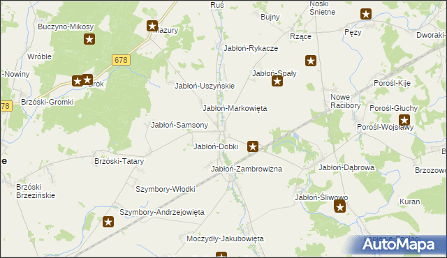 mapa Jabłoń Kościelna, Jabłoń Kościelna na mapie Targeo