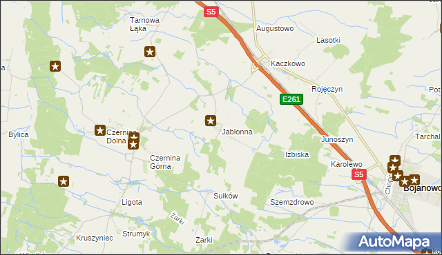 mapa Jabłonna gmina Rydzyna, Jabłonna gmina Rydzyna na mapie Targeo