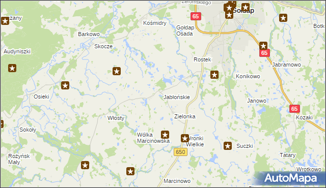 mapa Jabłońskie gmina Gołdap, Jabłońskie gmina Gołdap na mapie Targeo