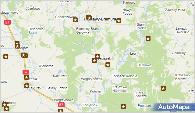 mapa Jaciążek, Jaciążek na mapie Targeo