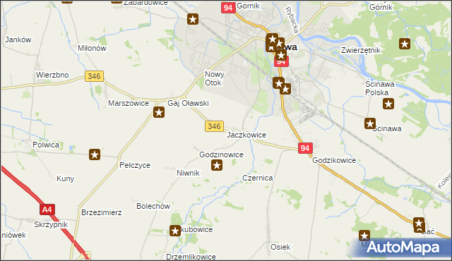 mapa Jaczkowice, Jaczkowice na mapie Targeo