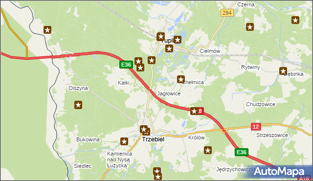 mapa Jagłowice, Jagłowice na mapie Targeo