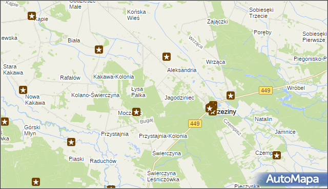 mapa Jagodziniec, Jagodziniec na mapie Targeo