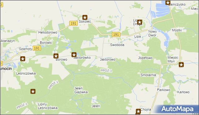 mapa Jaktorowo, Jaktorowo na mapie Targeo