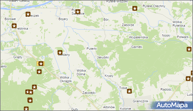 mapa Jakubiki, Jakubiki na mapie Targeo