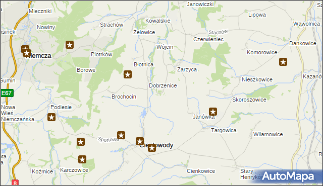 mapa Jakubów gmina Ciepłowody, Jakubów gmina Ciepłowody na mapie Targeo