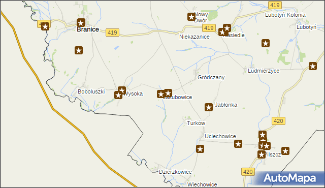 mapa Jakubowice gmina Branice, Jakubowice gmina Branice na mapie Targeo