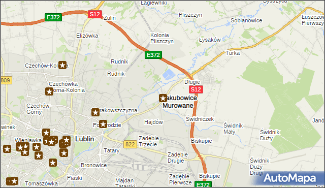 mapa Jakubowice Murowane, Jakubowice Murowane na mapie Targeo