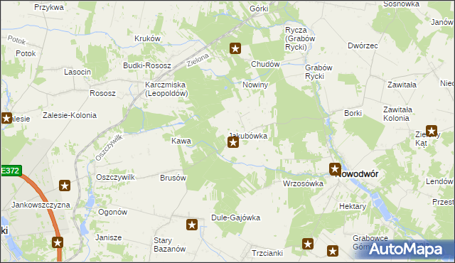 mapa Jakubówka gmina Nowodwór, Jakubówka gmina Nowodwór na mapie Targeo