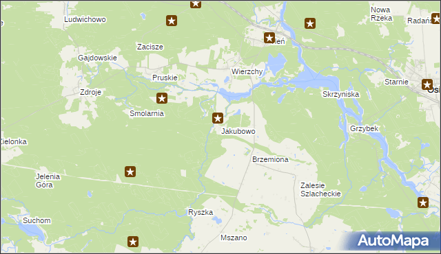 mapa Jakubowo gmina Lniano, Jakubowo gmina Lniano na mapie Targeo