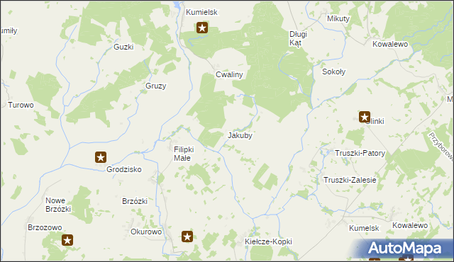 mapa Jakuby gmina Biała Piska, Jakuby gmina Biała Piska na mapie Targeo