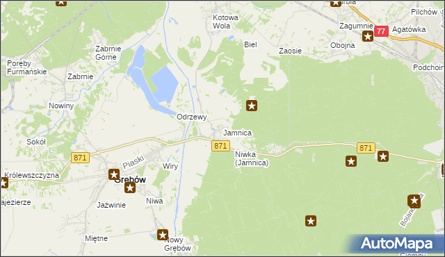 mapa Jamnica gmina Grębów, Jamnica gmina Grębów na mapie Targeo