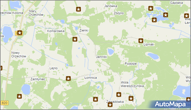 mapa Jamniki, Jamniki na mapie Targeo