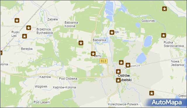 mapa Jamy gmina Ostrów Lubelski, Jamy gmina Ostrów Lubelski na mapie Targeo